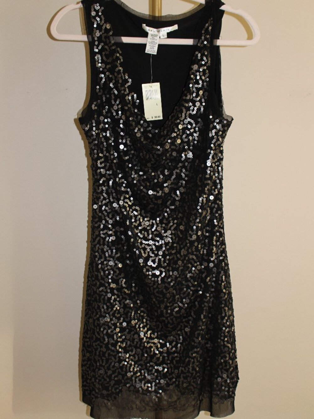 Women's Max Studio Black Sequin Swing Dress, Size Large - Picture 1 of 5